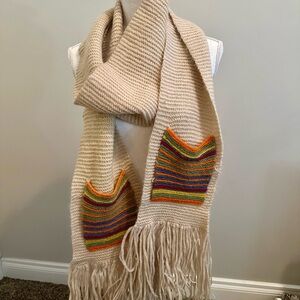 Colorful Knit Scarf with Fringe